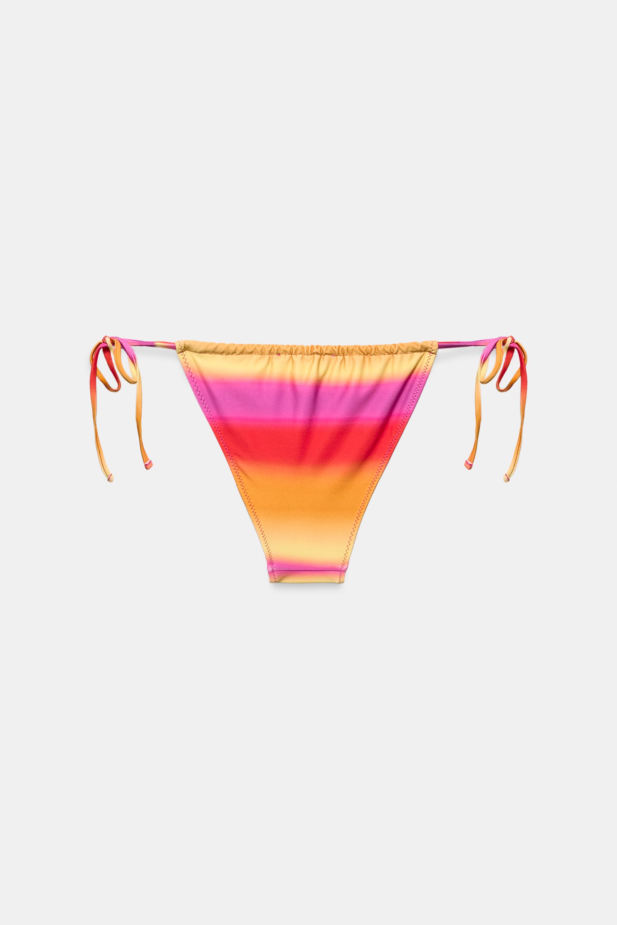 BAS DE BIKINI IMPRIMÉ RAYURES À NŒUDS